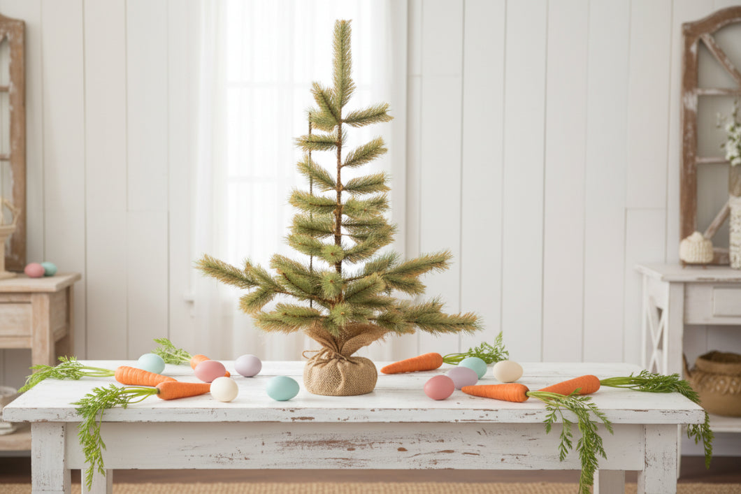 Ragon House Farmhouse Rustic 24" Colonial Pine Tree w/ Burlap Base - The Primitive Pineapple Collection