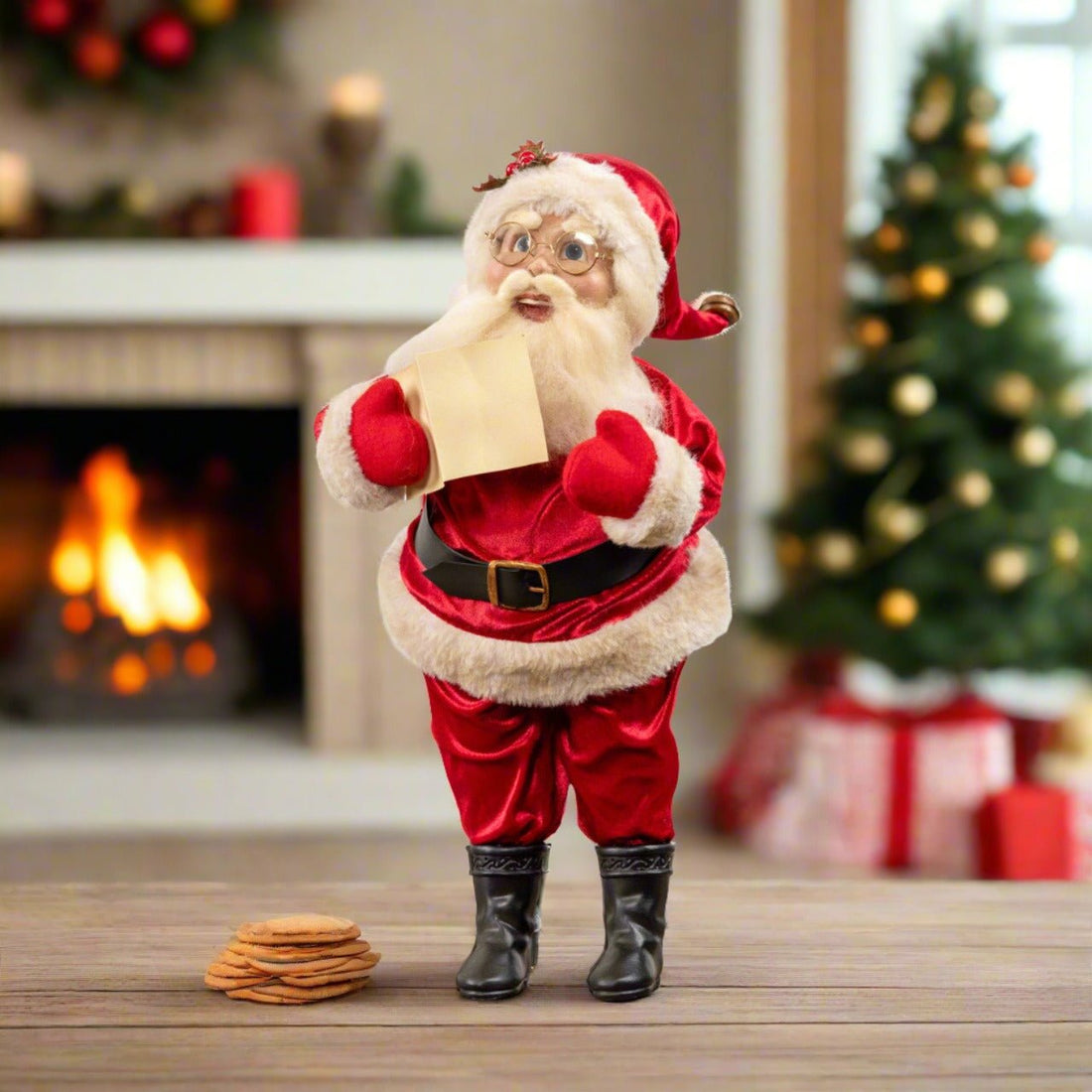 Ragon House Christmas Retro Look Singing Santa in Red Coat 20" - The Primitive Pineapple Collection