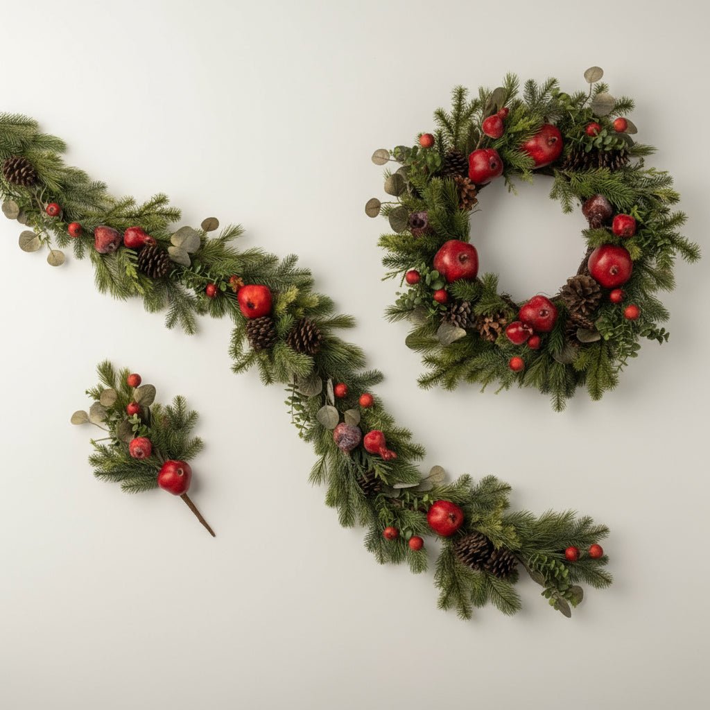 Christmas Ragon House 6 FT Colonial Pomegranate and Pinecone Garland - The Primitive Pineapple Collection