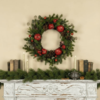 Christmas Ragon House 24&quot; Colonial Pomegranate Pinecone Wreath - The Primitive Pineapple Collection