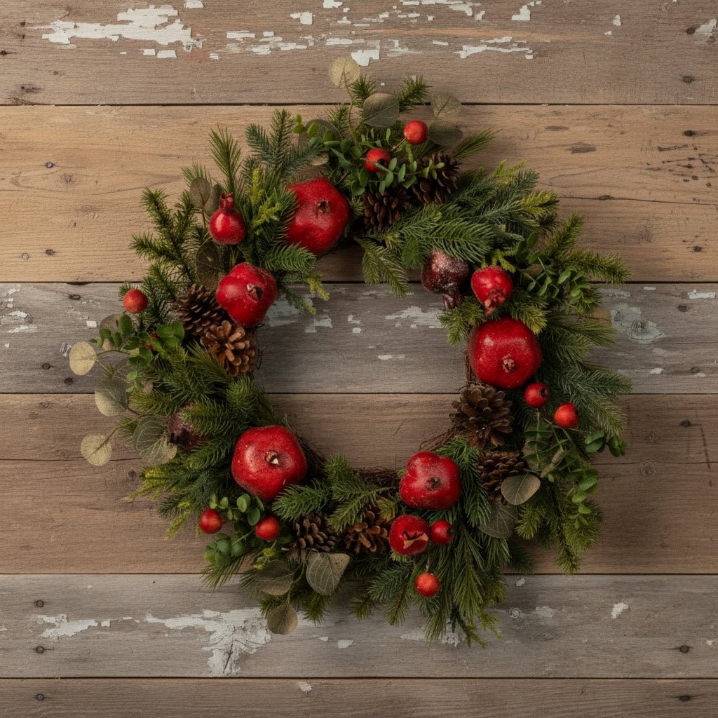 Christmas Ragon House 24&quot; Colonial Pomegranate Pinecone Wreath - The Primitive Pineapple Collection