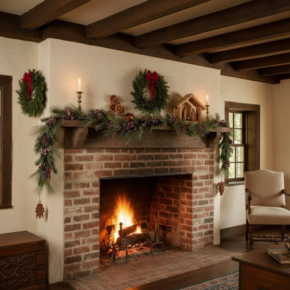 Christmas Ragon House 6 FT Frosted Pine, Berries and Pinecone Garland - The Primitive Pineapple Collection