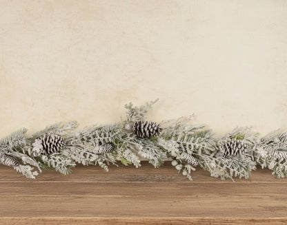 Christmas Ragon House 5 FT Snowy Pine w/ Pinecones and Bells Garland - The Primitive Pineapple Collection