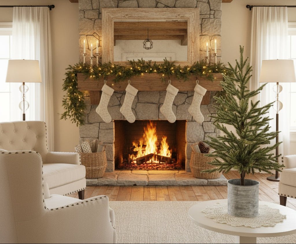 Christmas Ragon House 30&quot; Single Needle Pine Tree in Pail - The Primitive Pineapple Collection