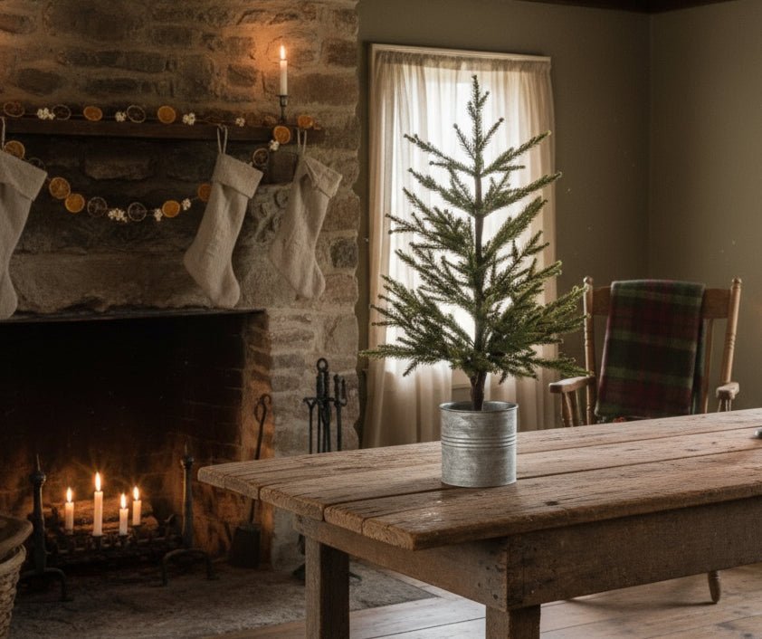 Christmas Ragon House 24&quot; Single Needle Pine Tree in Pail - The Primitive Pineapple Collection