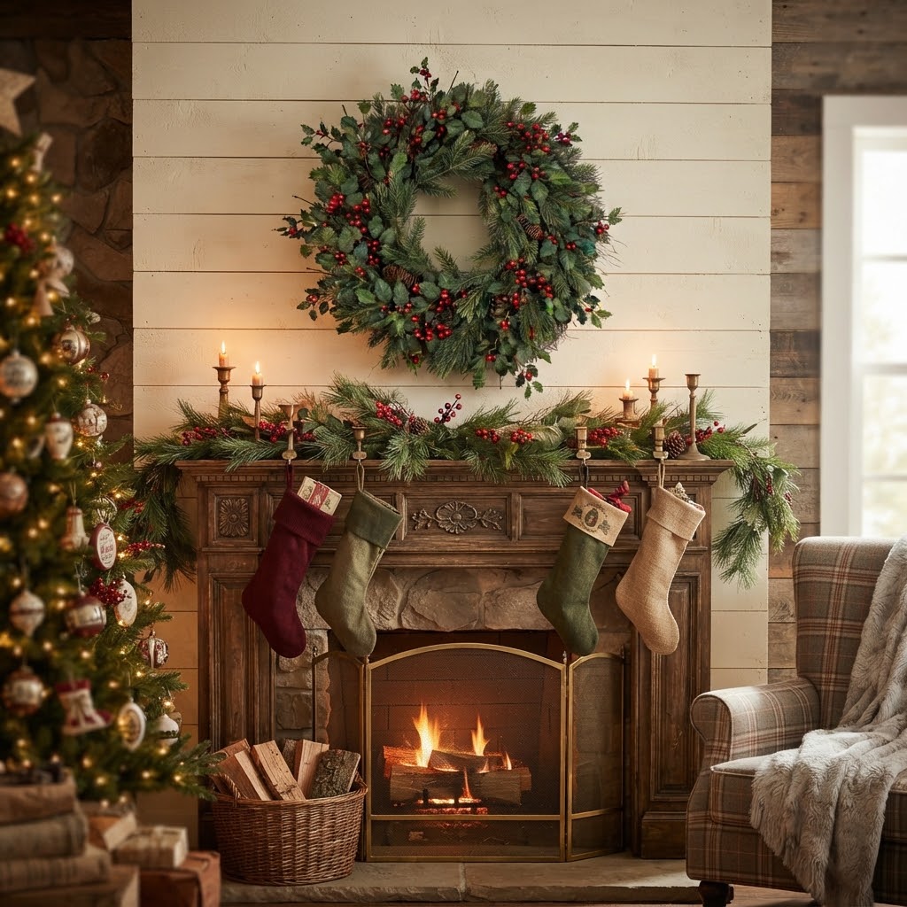 Christmas Ragon House 24"Holly Pine w/ Red Berry Wreath