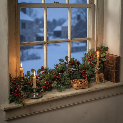 Christmas Ragon House 5 FT Holly Pine w/ Red Berry Garland