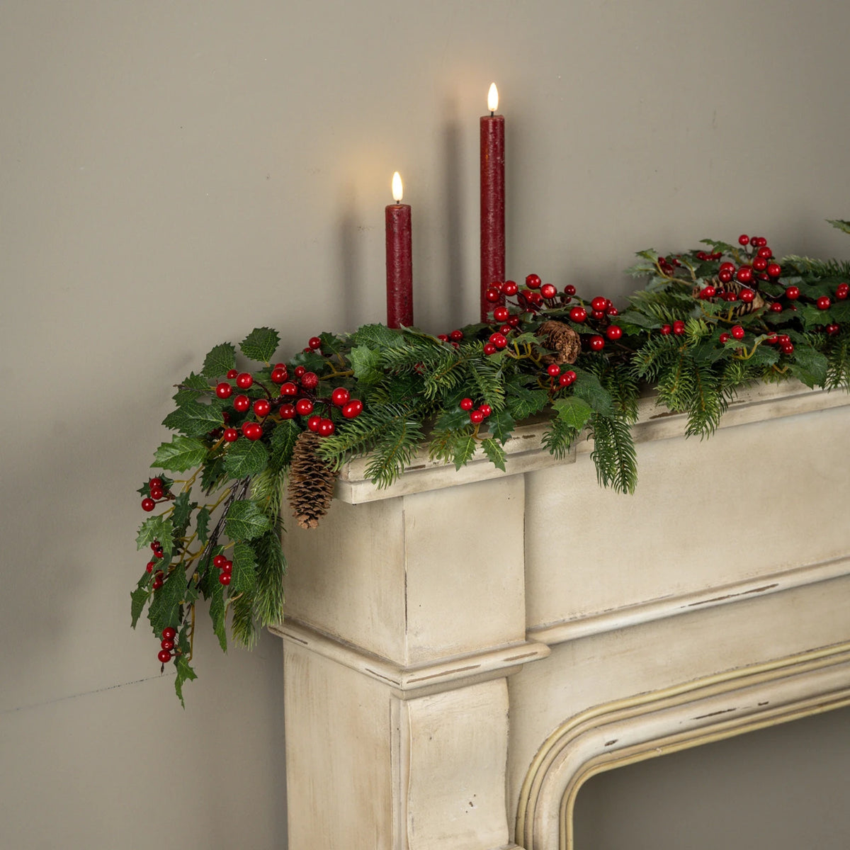Christmas Ragon House 5 FT Holly Pine w/ Red Berry Garland