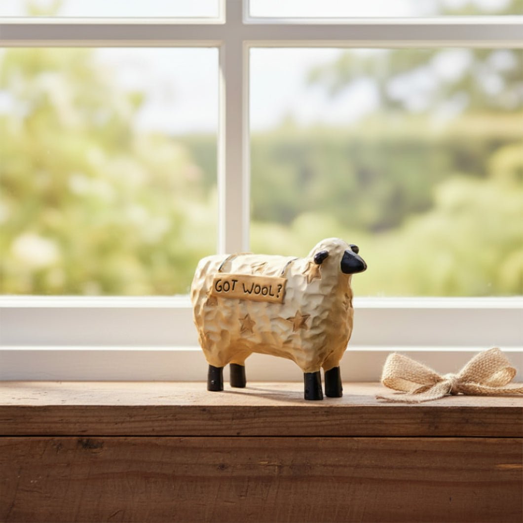 Primitive Farmhouse Petite 2" Got Wool Resin Sheep Figurine - The Primitive Pineapple Collection