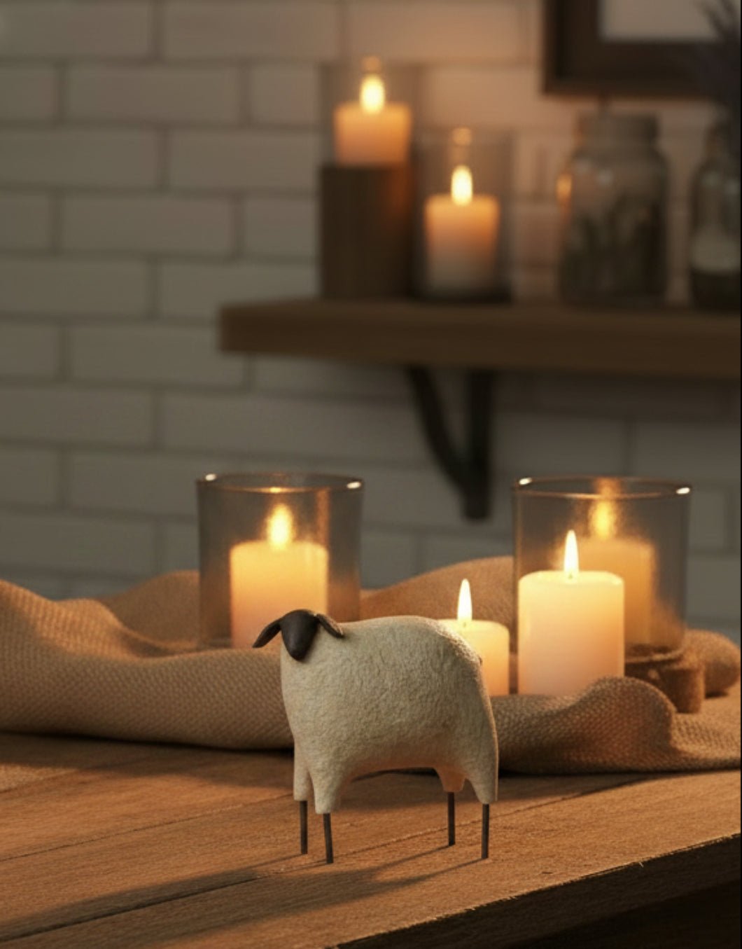 Primitive Farmhouse Large Resin Sheep Figurine - The Primitive Pineapple Collection