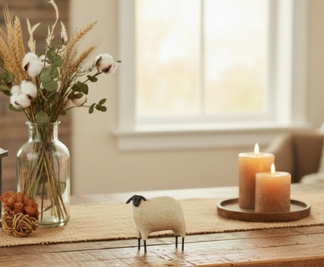 Primitive Farmhouse Medium Resin Sheep Figurine - The Primitive Pineapple Collection