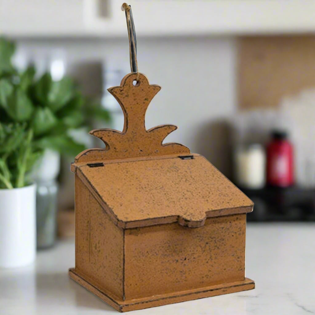 Primitive Distressed Aged Wood Distressed Wooden Mustard Pineapple Top Recipe Box