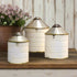 Primitive Farmhouse 3 pc Distressed White Silo Canisters - The Primitive Pineapple Collection