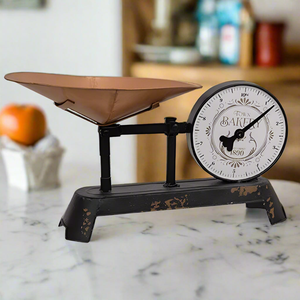 Vintage Rustic Farmhouse Town Bakery Distressed Metal Decorative Scale