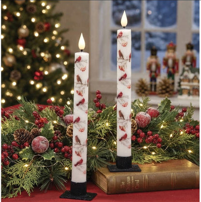 Christmas Cardinal Timer Taper Candles, Set of 2, 10 Inch