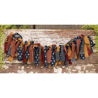 Primitive Spring Primitive Americana Rag Strip Americana Garland 33&quot;