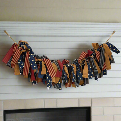 Primitive Spring Primitive Americana Rag Strip Americana Garland 33&quot;