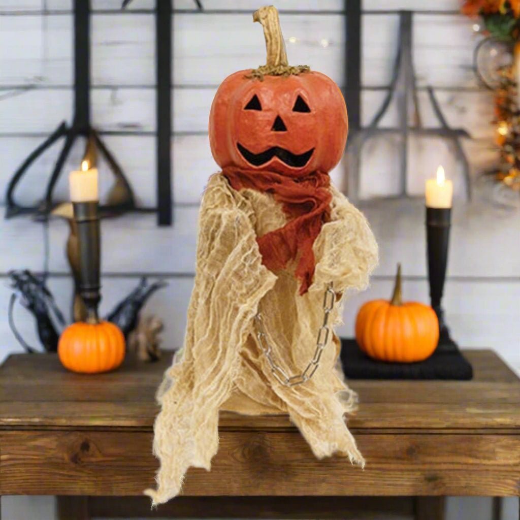 Primitive Handcrafted USA Halloween Jonah Jack O Ghost 12&quot;H - The Primitive Pineapple Collection