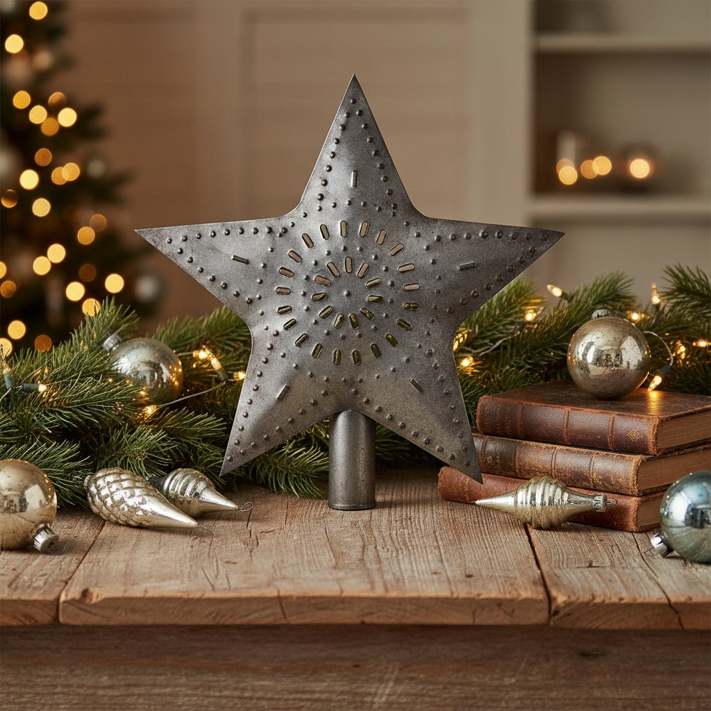 Primitive Rustic 5.5" Small Punched Tin Christmas Tree Star