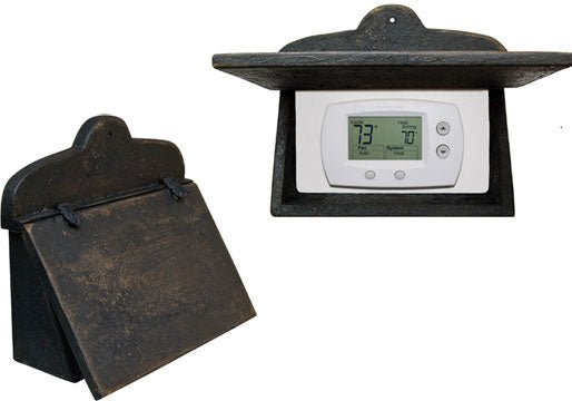 Primitive Handcrafted Aged Wood Slant Front Thermostat Cover - The Primitive Pineapple Collection