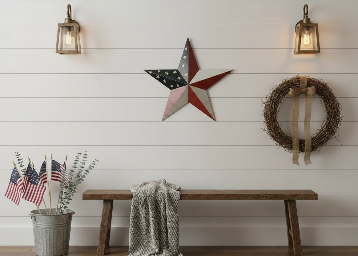 24" Metal Americana Barn Star - Patriotic Farmhouse Wall Decor