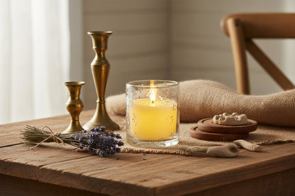 Primitive 5" LED Snowflake Glass Jar Candle w/Timer - The Primitive Pineapple Collection