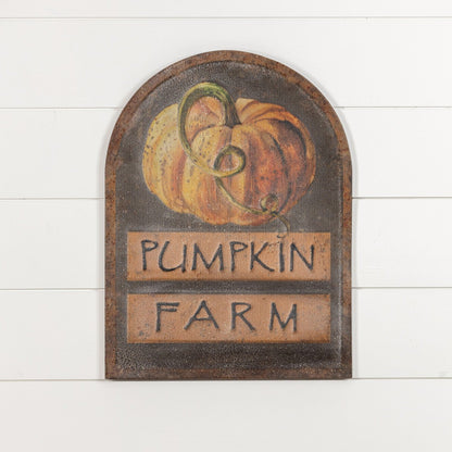 Ragon House Autumn Harvest Distressed Metal Pumpkin Farm Sign – 24" Tall - The Primitive Pineapple Collection