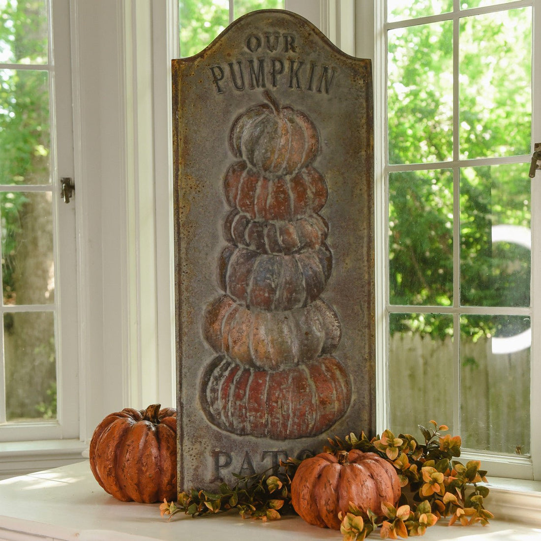 Ragon House Halloween/Fall 38" Distressed Pumpkin Patch Sign Metal - The Primitive Pineapple Collection
