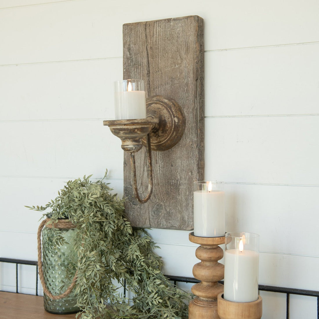 Primitive Ragon House Rustic Wood Wall Sconce 21.25" - The Primitive Pineapple Collection