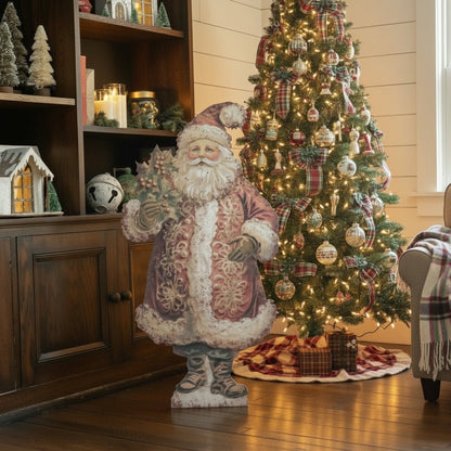 Ragon House Christmas 35.75&quot; Retro Santa with Holly Metal Dummy Board - The Primitive Pineapple Collection