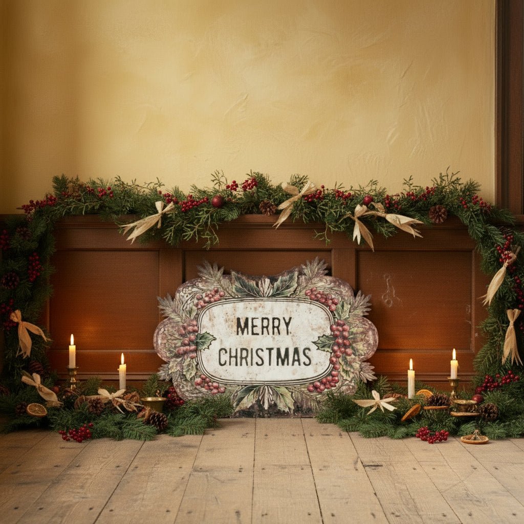 Ragon House Christmas 35.75&quot; Retro Merry Christmas Metal Dummy Board - The Primitive Pineapple Collection