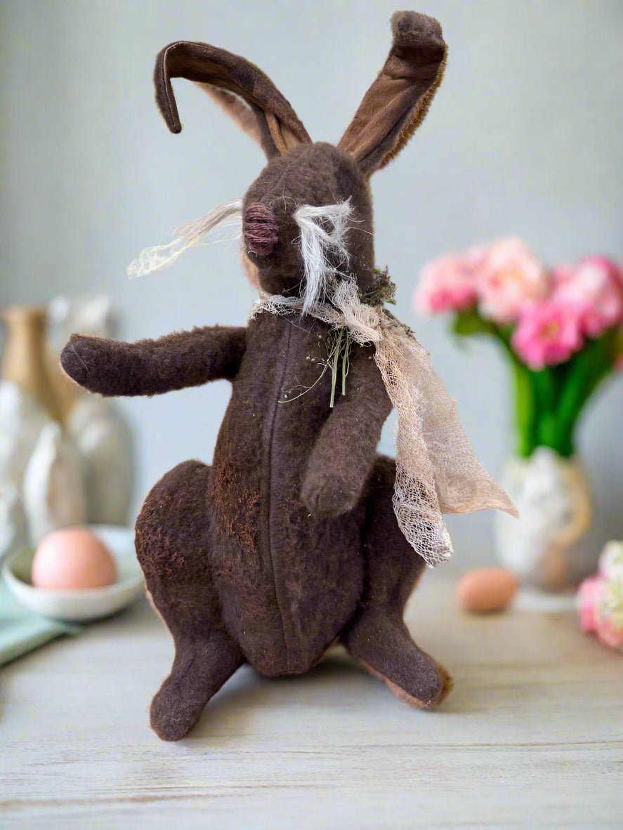 Handcrafted by Michelle Spring Easter Brown Sitting Betsy Bunny - The Primitive Pineapple Collection