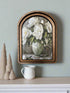 Handcrafted Retro 8" Canvas on Wood Arch Top Muted Peony Framed Art - The Primitive Pineapple Collection