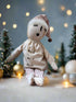 Handcrafted Christmas 13" Sleepy Snowman Doll w/ Red Stripe Pants - The Primitive Pineapple Collection