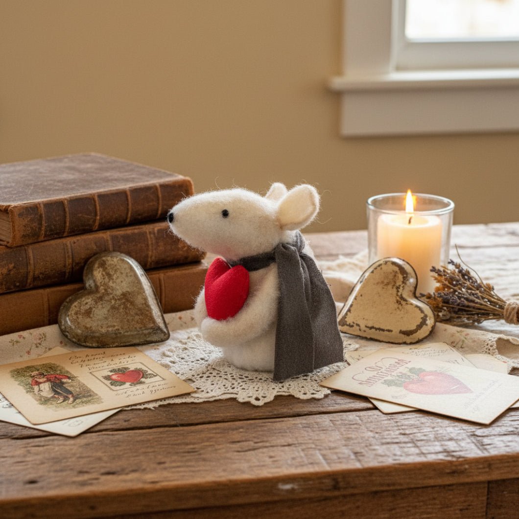 Handcrafted USA 4.5" Sweetheart Mouse Shelf Sitter - The Primitive Pineapple Collection