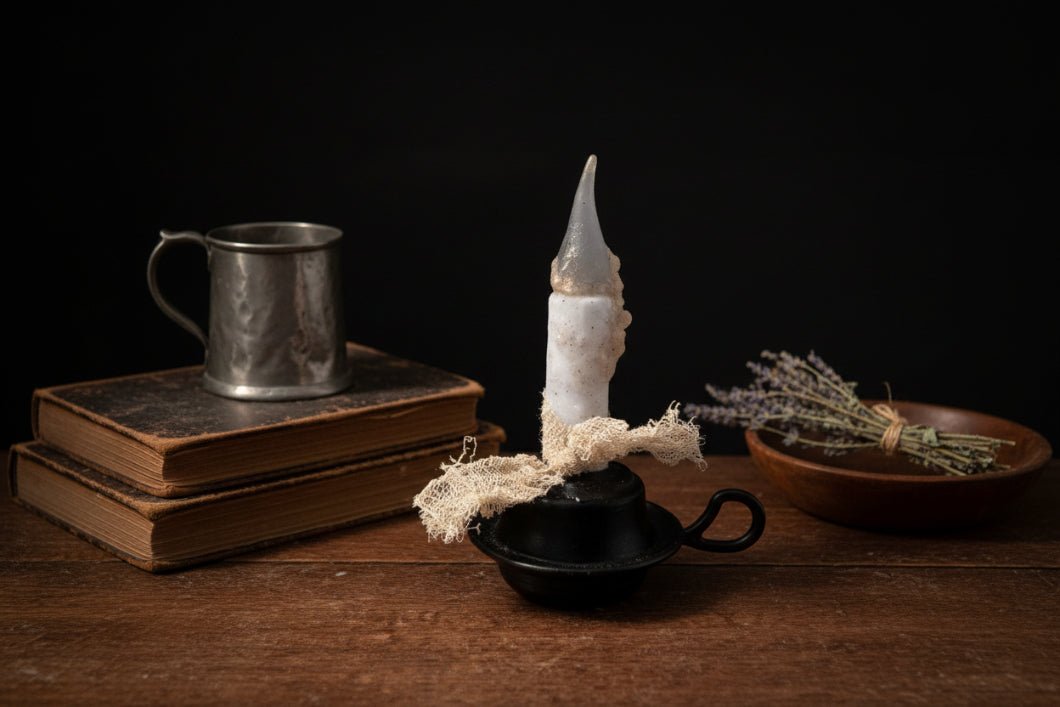 Primitive Handcrafted USA 3 1/2" Ivory Candlestick Night Light - The Primitive Pineapple Collection