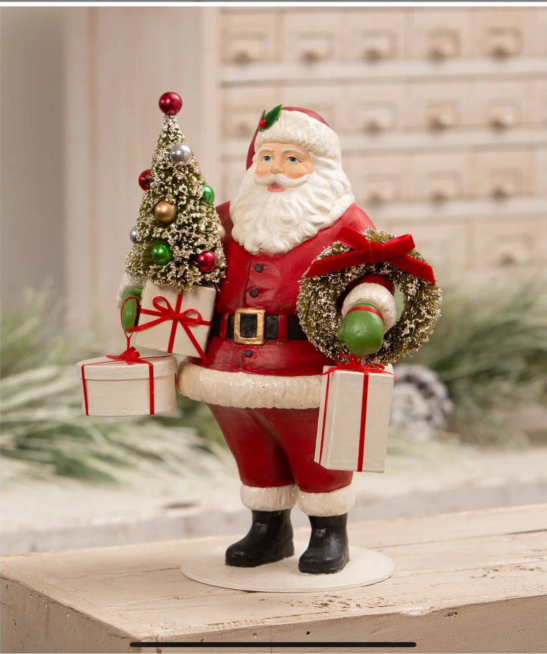 Bethany Lowe Christmas 12.5” Santa with Christmas Presents TD3163 - The Primitive Pineapple Collection