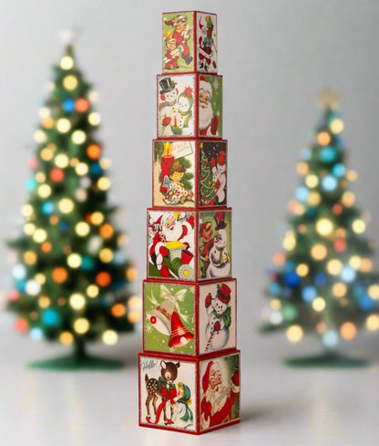 Bethany Lowe Christmas Retro 6 pc Kitschmas Stacking Blocks TL3364