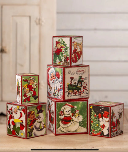 Bethany Lowe Christmas Retro 6 pc Kitschmas Stacking Blocks TL3364