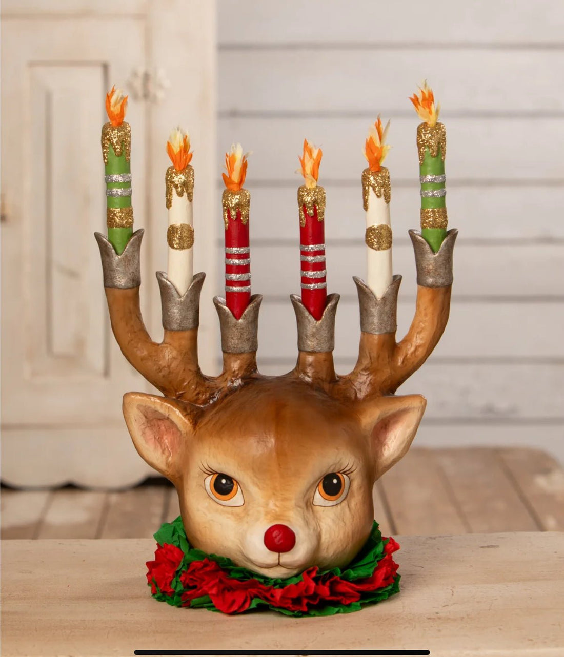 Bethany Lowe Christmas 12.75” Retro Reindeer Candelabra TD3168 - The Primitive Pineapple Collection