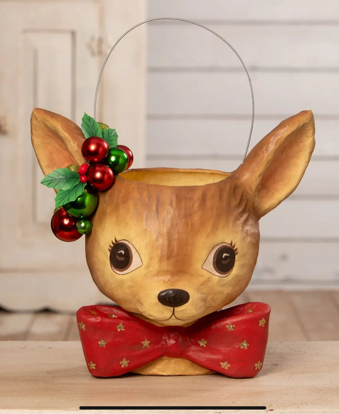 Bethany Lowe Christmas 12” Retro Fawnie Bucket Large TJ3315 - The Primitive Pineapple Collection