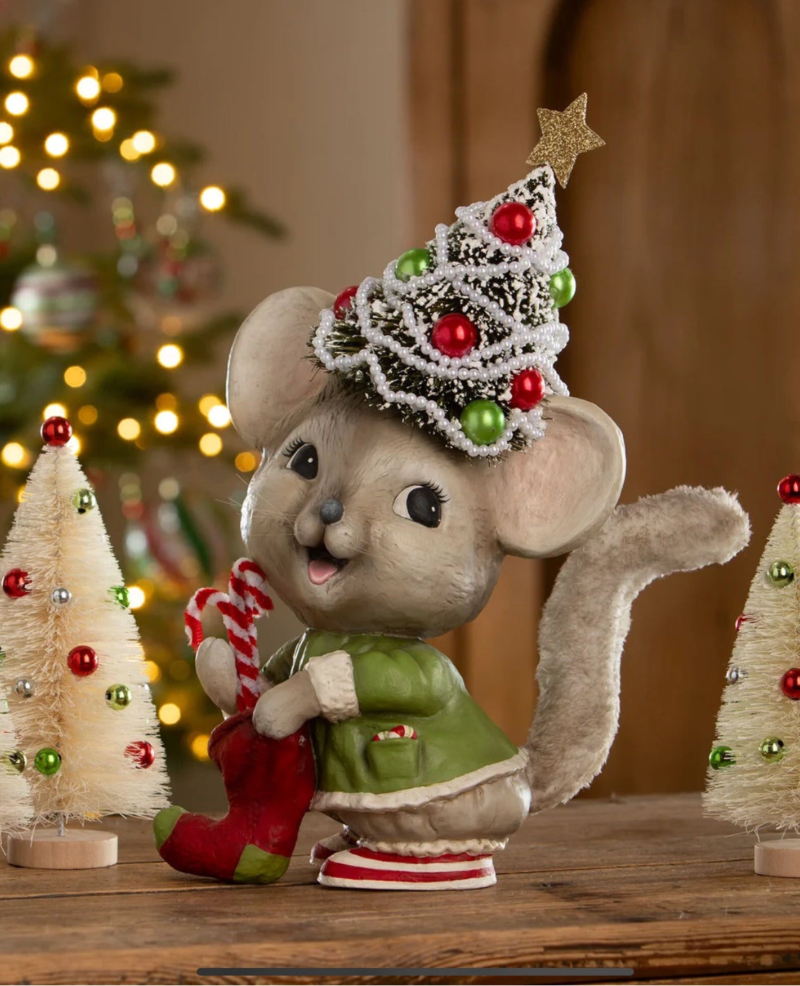 Bethany Lowe Christmas 13.5” Christmas Tree Memzi Mouse TD3162