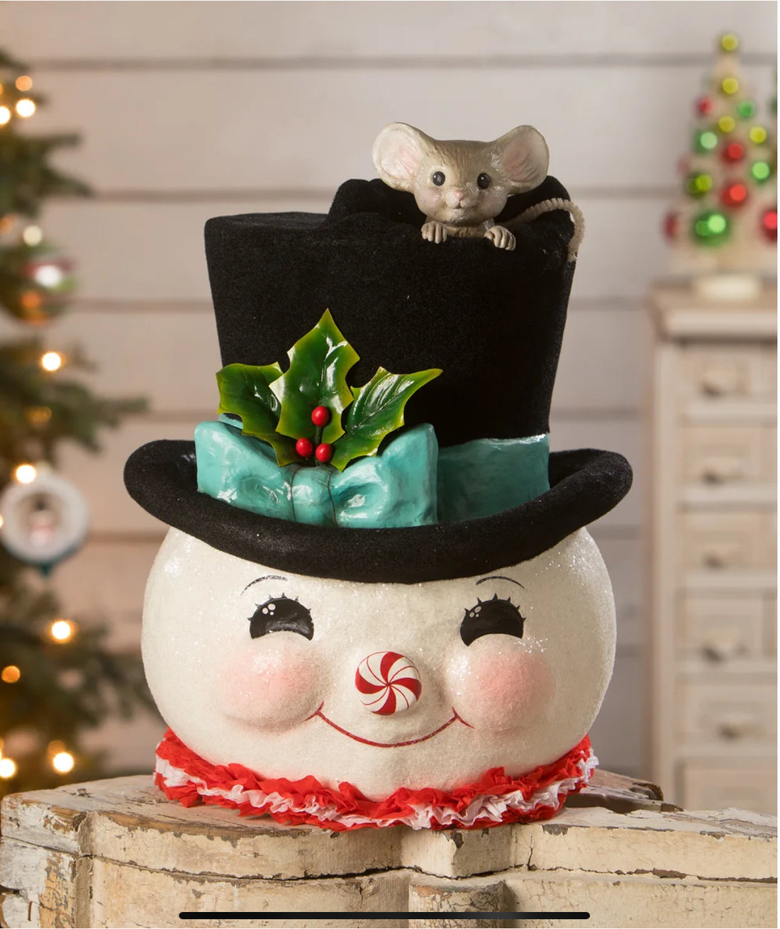 Bethany Lowe Christmas 14” Jolly Snowman Top Hat Surprise TD2140