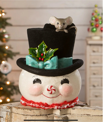 Bethany Lowe Christmas 14” Jolly Snowman Top Hat Surprise TD2140