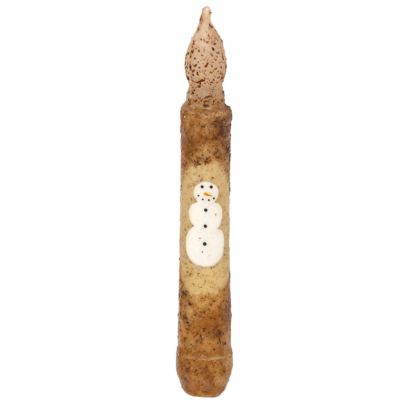 Primitive Christmas 6.5” Grungy Smiling Snowman Timer Taper