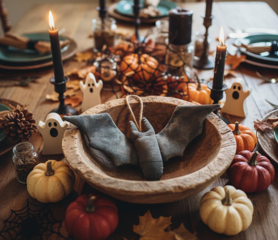 Primitive Fall Halloween Handcrafted 7" Bat Ornie Bowl Filler - The Primitive Pineapple Collection