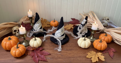 Fall Halloween Handcrafted 3 pc 4"Cinnamon Dusted Witch Hats Bowl Filler