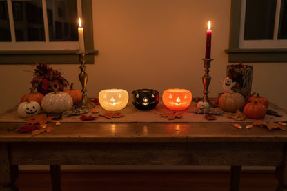 Fall Halloween 5" LED Short Jack O Lantern Candle w/ Timer - The Primitive Pineapple Collection