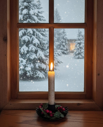 Primitive/Country Half Moon Crimp Window Sill Candle Holder Taper Holder Holiday - The Primitive Pineapple Collection