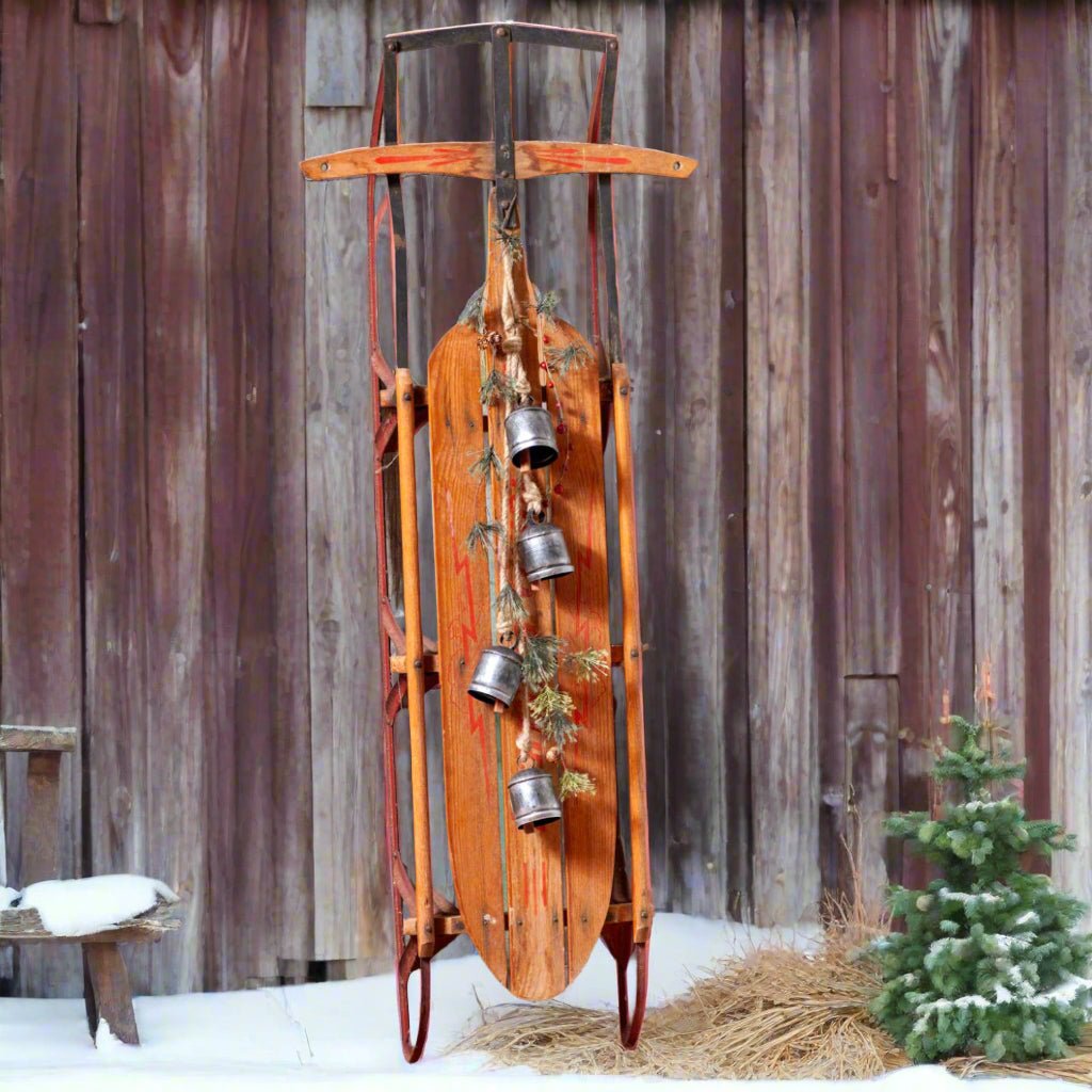 Primitive Rustic Hanging Cow Bell Set in Antique Silver 30&quot; L - The Primitive Pineapple Collection